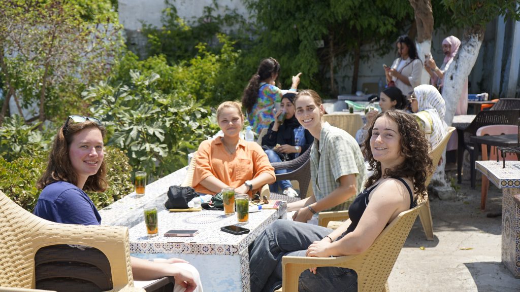Students enjoying traditional Moroccan tea together